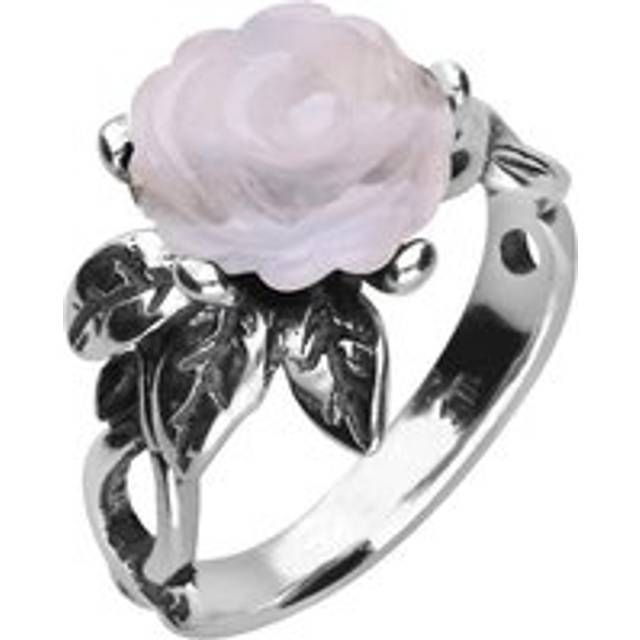 Sterling Silver Blue Chalcedony Tuberose 10mm Rose Leaf Twist Ring - Silver