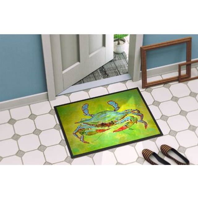 """""Caroline's Treasures Bright Green Blue Crab Indoor or Outdoor Mat  24"""""""" x 36""""""""  Multicolor"""""