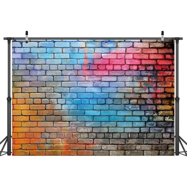 LYCGS 7X5FT Colorful Brick Wall Photo Backdrop 80s Hip Hop Disco Baby Birthday Wedding Graduation Themed Party Photography Back