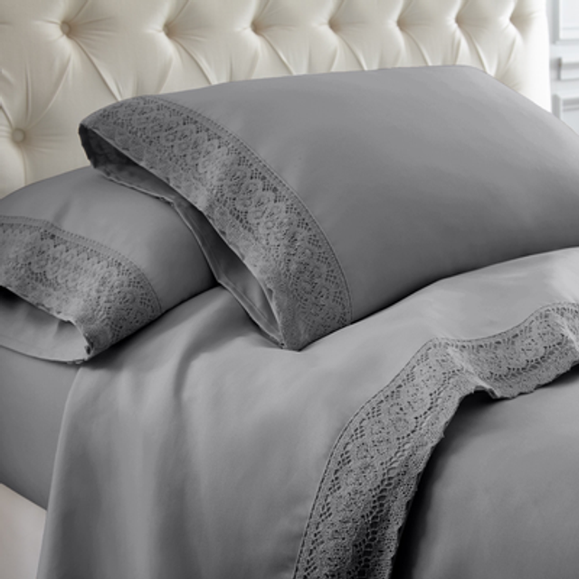 Modern Threads Soft Microfiber Crochet Lace Sheets - Luxurious Microfiber Bed Sheets - Includes Flat Sheet  Fitted Sheet with Deep Pockets  & Pillowca
