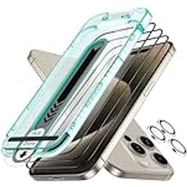 3+1 Pack Armorite Screen Protector Set for iPhone 15 Pro with 1 Set of Individual Camera Lens Protector