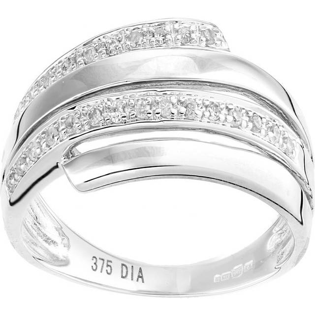 Diamant L'Eternel Womens 9ct White Gold Ring With 0.08ct Diamond - Size L