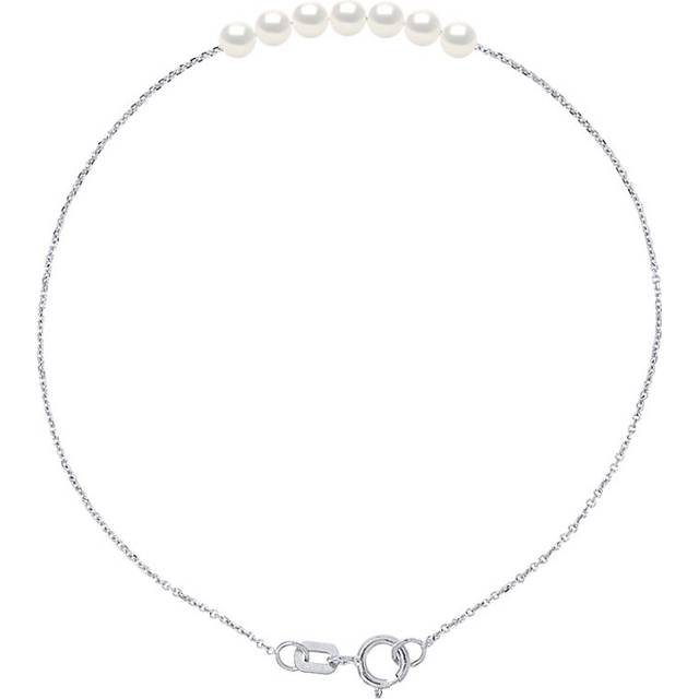 Diadema Womens - Bracelet - 7 Real Freshwater Pearls - Cable Chain in White Gold - One Size