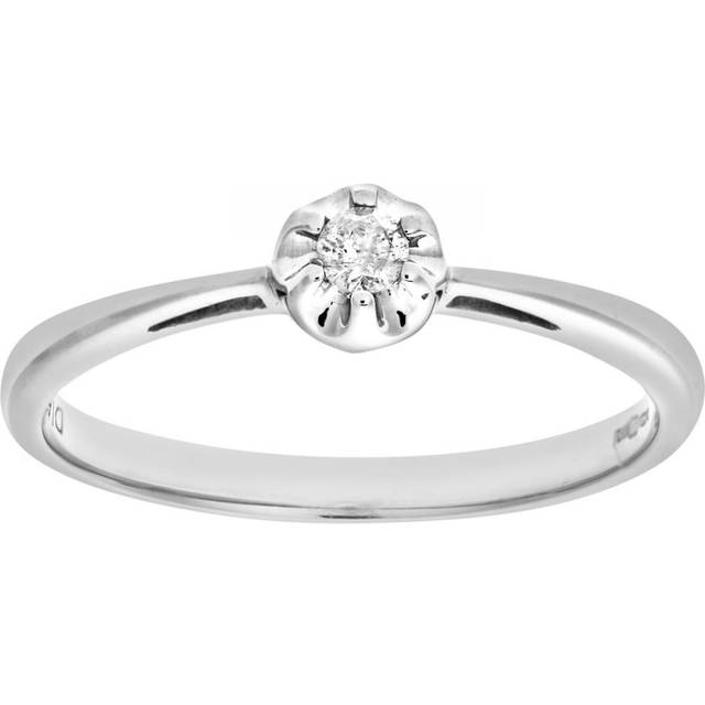 Diamant L'Eternel Womens Ladies 9ct White Gold Illusion set Diamond Solitare Ring - Size N