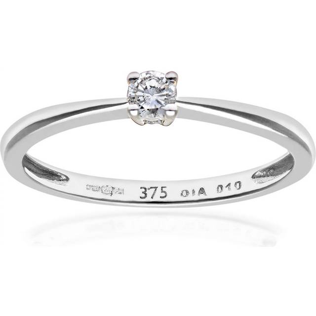 Diamant L'Eternel Womens Engagement Ring, 9ct White Gold IJ/I Round Brilliant Diamond 0.10ct Weight - Size J