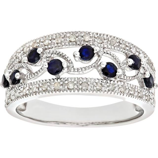 Diamant L'Eternel Womens 9ct White Gold Fancy Sapphire And Diamond Ring - Size Q