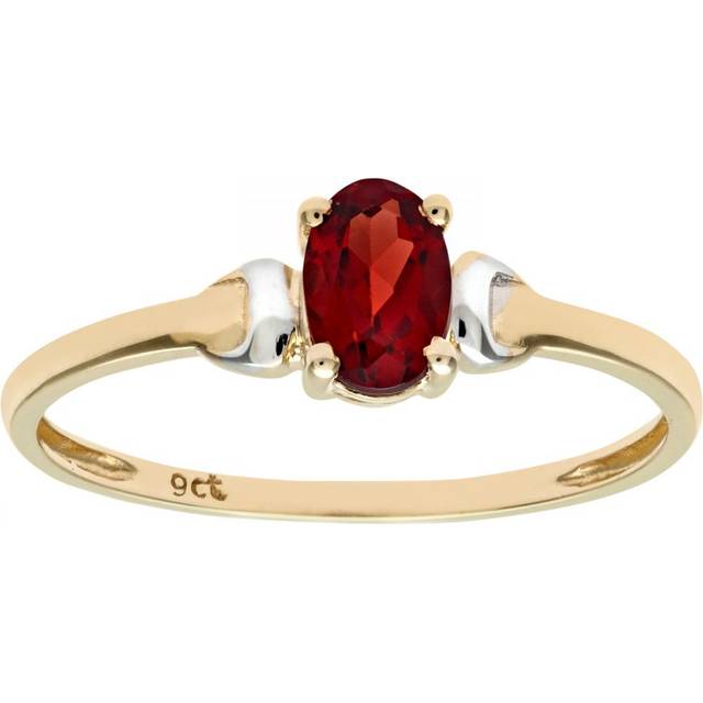 Diamant L'Eternel Womens 9ct Yellow and White Gold Ladies Garnet Birth Stone Ring - Size L - Yellow/White