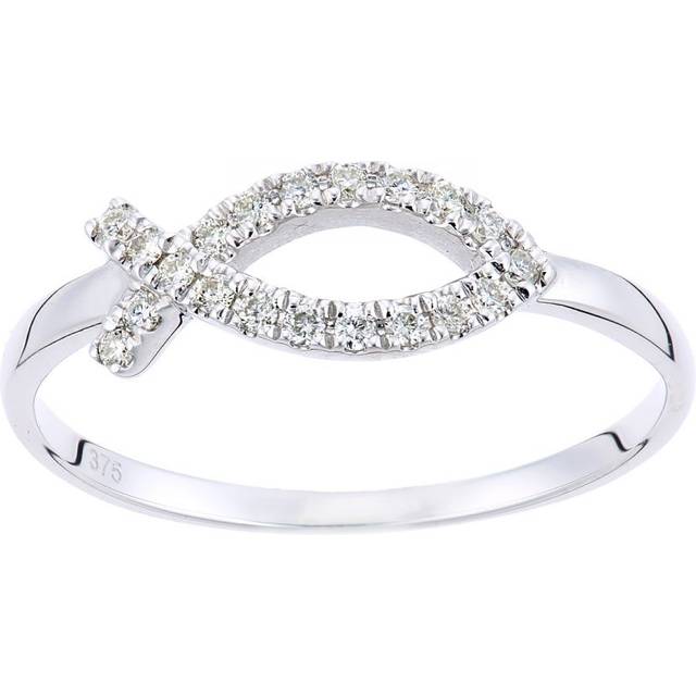Diamant L'Eternel Womens 9ct White Gold Ring With 0.1ct Diamond - Size M