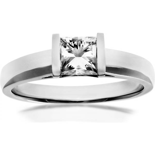 Diamant L'Eternel Womens 18ct White Gold 0.75ct Princess Cut Certified Diamond Solitare Ring - Size J