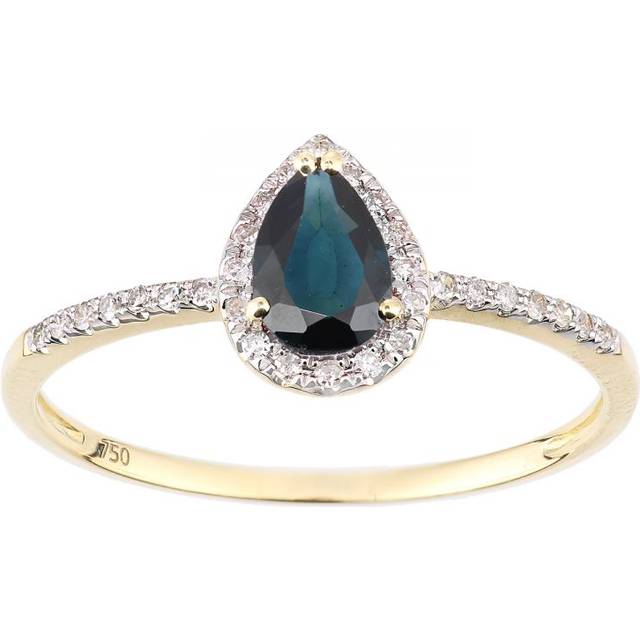 Diamant L'Eternel Womens 18ct Yellow Gold Sapphire and Diamond Teardrop Gemstone Ring - Size Q