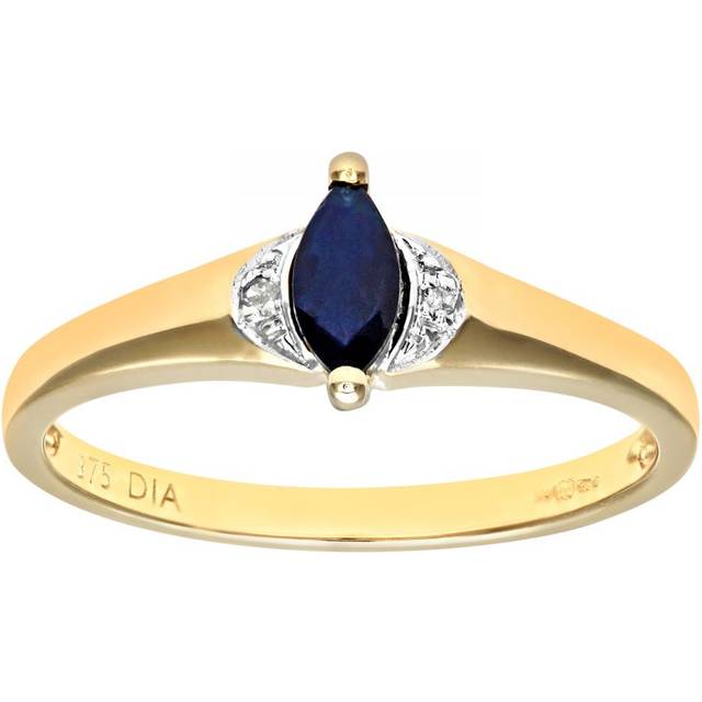 Diamant L'Eternel Womens Ladies 9ct Yellow Gold Diamond & Marquise Sapphire Ring - Size O