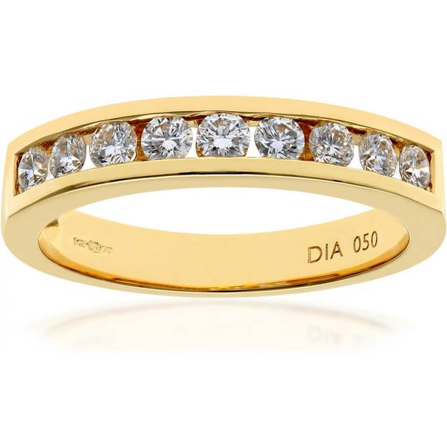 Diamant L'Eternel Womens 18ct Yellow Gold Certified Half Carat IJ/I Diamond Channel Set Eternity Ring - Size K.5