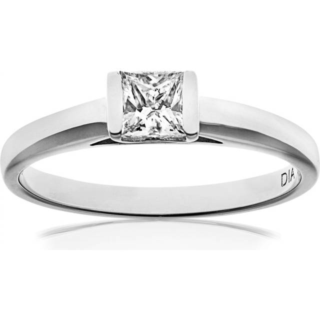 Diamant L'Eternel Womens 18ct White Gold 0.33ct Princess Cut Certified Diamond Solitare Ring - Size L