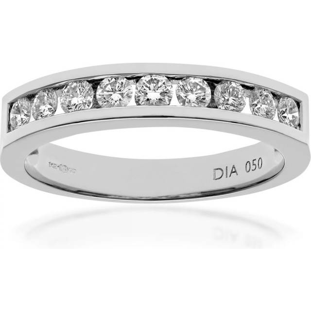 Diamant L'Eternel Womens 18ct White Gold Certified IJ/I Half Carat Diamond Channel Set Eternity Ring - Size M