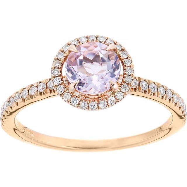 Diamant L'Eternel Womens 9ct Rose Gold Ring With 0.3ct Diamond & Amethyst - Size J