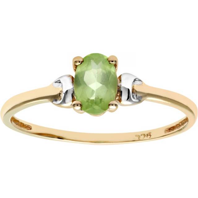 Diamant L'Eternel Womens 9ct Yellow and White Gold Ladies Peridot Birth Stone Ring - Size R - Yellow/White
