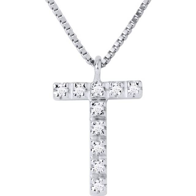 Diadema Womens - Necklace with Diamonds - T - White Gold - One Size