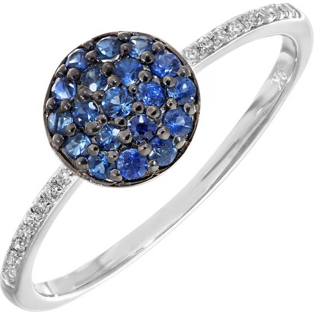 Diamant L'Eternel Womens 9ct White Gold Diamond and 0.33ct Sapphire Round Ring - Size L