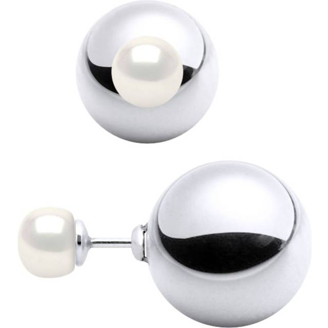 Diadema Womens - Earrings Real Freshwater Pearls - White Silver - One Size