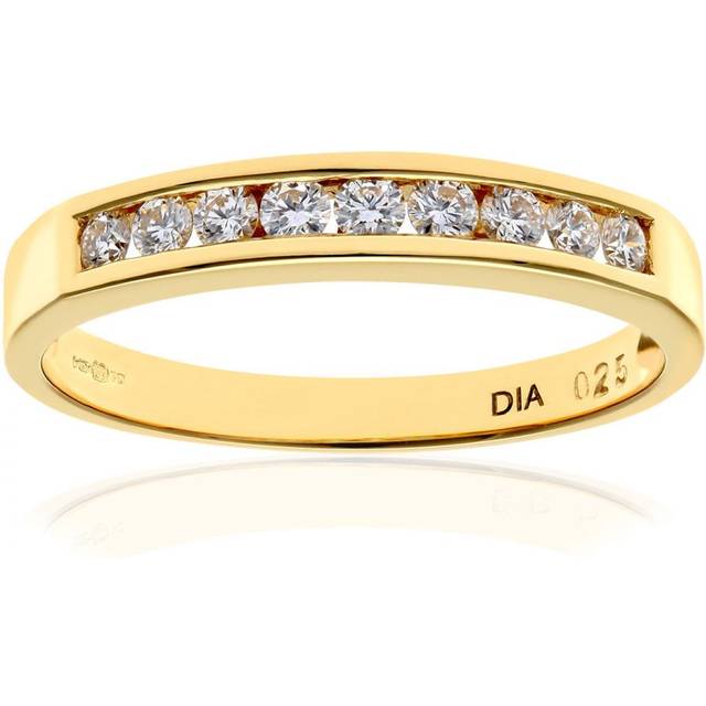 Diamant L'Eternel Womens 18ct Yellow Gold Certified Quarter Carat IJ/I Diamond Channel Set Half Eternity Ring - Size M