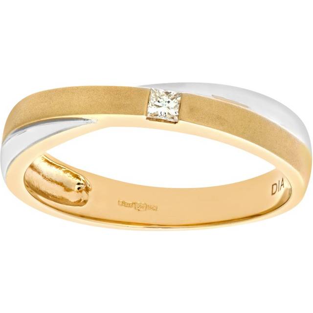 Diamant L'Eternel Womens Ladies 9ct Yellow and White Gold Diamond Crossover Ring - Size M - Yellow/White