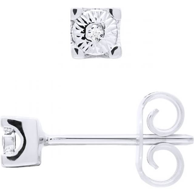 Diadema Womens - Earrings with Diamonds - Illusion - White Gold - One Size