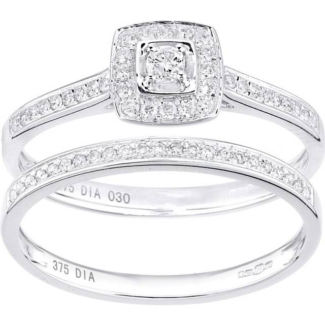 Diamant L'Eternel Womens 9ct White Gold Ring With 0.3ct Diamond - Size Q