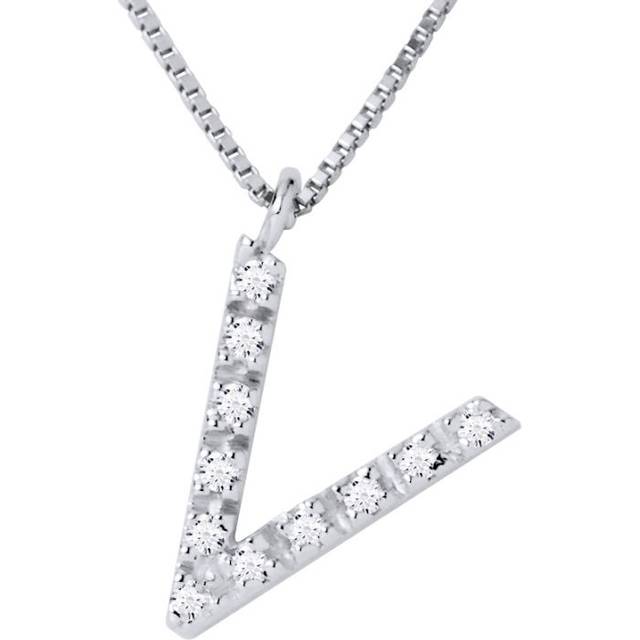 Diadema Womens - Necklace with Diamonds - V -White Gold - One Size