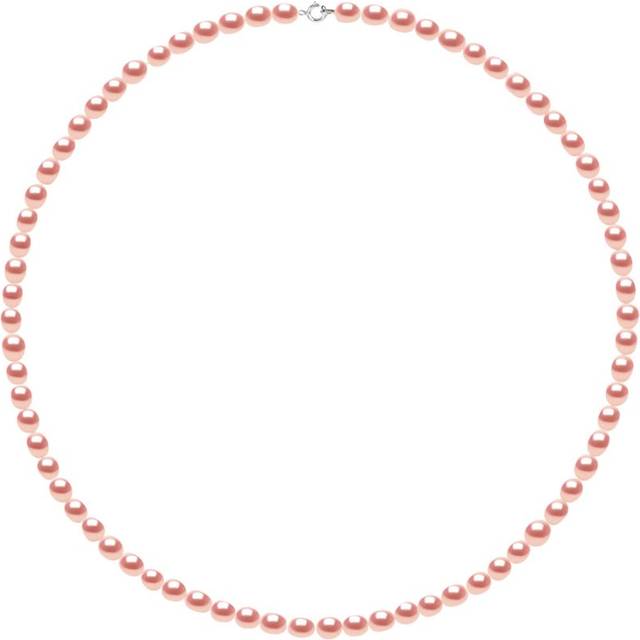 Diadema Womens - Necklace - Real Freshwater Pearls - White - Pink - Gold - One Size