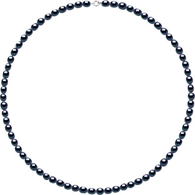 Diadema Womens - Necklace - Real Freshwater Pearls - White - Black- Gold - One Size