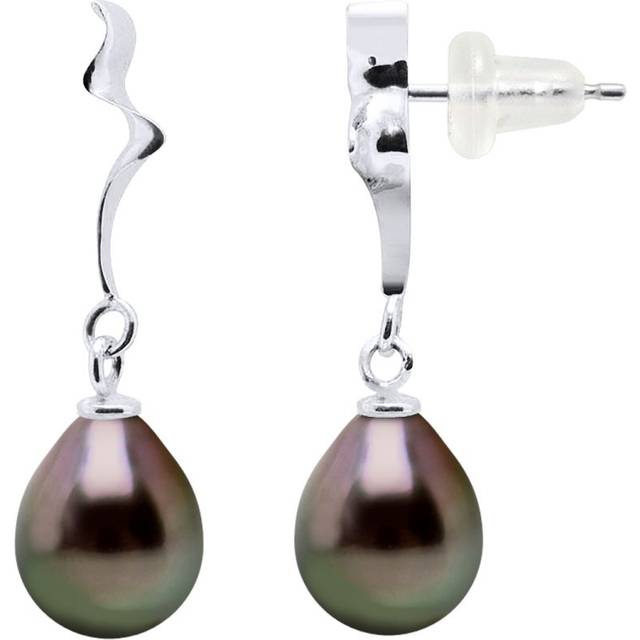 Diadema Womens - Earrings Fantasy Patern in White Gold and Real Tahitian Pearls - Natural - One Size