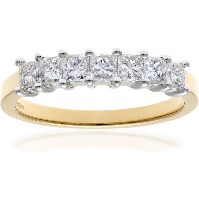 Diamant L'Eternel Womens 18ct Yellow Gold 3/4 Carat Certified J/I Princess Cut Diamond Eternity Ring - Size J