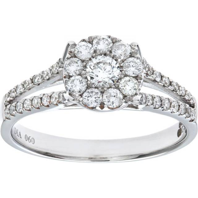 Diamant L'Eternel Womens Round Brilliant 0.60ct I/I1 Diamond 18ct White Gold Engagement Ring - Size Q