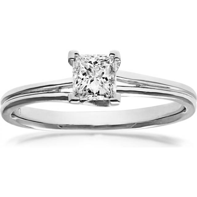 Diamant L'Eternel Womens 18ct White Gold 0.50ct Princess Cut Certified Diamond Solitare Ring - Size N