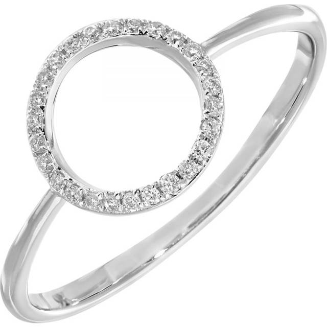 Diamant L'Eternel Womens 9ct White Gold 0.08ct Pave Set Diamond Open Loop Ring - Size P