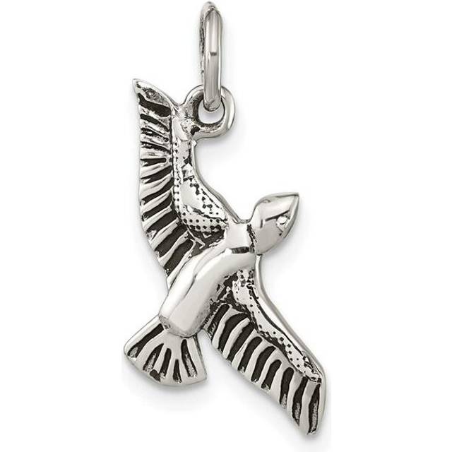Finest Gold Sterling Silver Polished & Antiqued Seagull Pendant