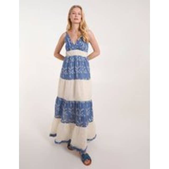 Blue Vanilla Womens Embroidered Block Out Stripe Cami Dress - Size 14 UK