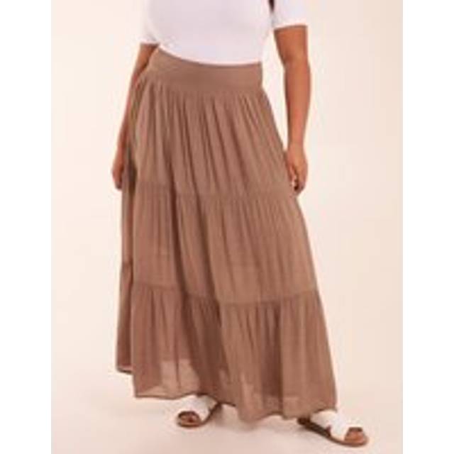 Blue Vanilla Womens Curve Tiered Shirred Maxi Skirt - Brown - Size UK 26-28