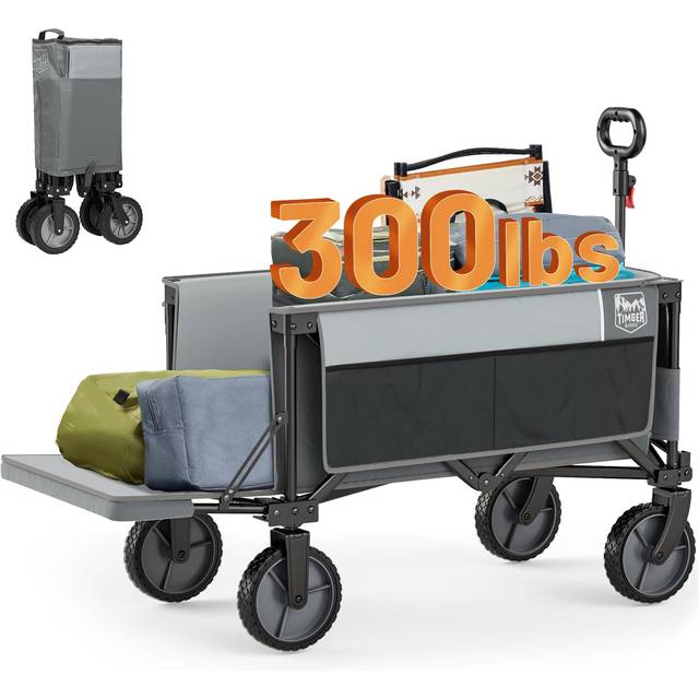 TIMBER RIDGE Collapsible Wagon Cart with Brakes  270lbs Large 200L Capacity  Compact  Portable Easy to Carry Folding Wagon  Util