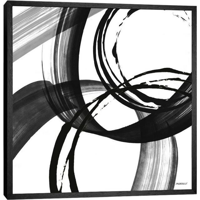 Black and White Pop II by Dan Meneely - Painting Print on Canvas - White Framed (93.98 cm H x 93.98 cm W x 4.445)