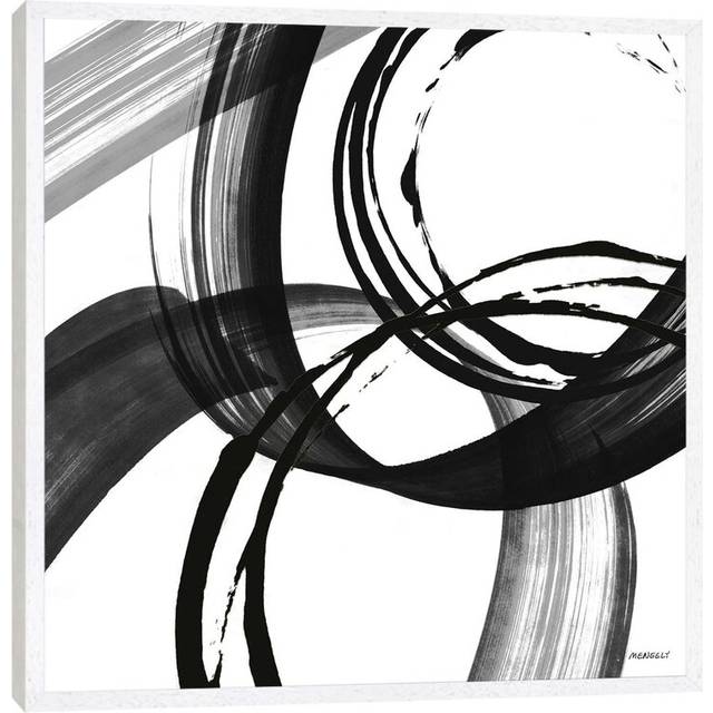 Black and White Pop II by Dan Meneely - Painting Print on Canvas - Black Framed (66.04 cm H x 66.04 cm W x 4.445)