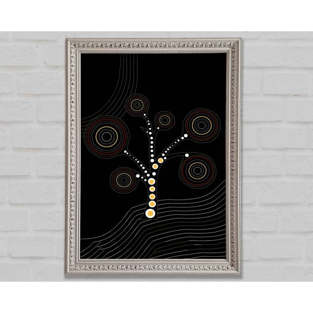 Aboriginal Tree 2 Framed Print - White (42cm H x 59.7cm W)