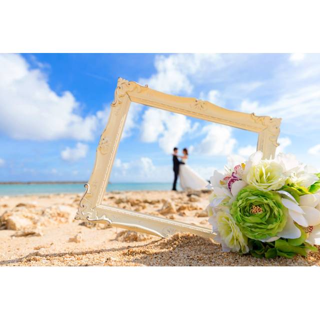 Wedding Beach HIDEKOBlue; White; Black; Aqua Blue; Yellowgreen; Offwhite; Magenta; Beige951727906 (81cm H x 122cm W)