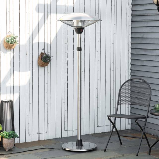 Aleacia Electric Patio Heater - Silver (160cm H X 58.5cm W X 58.5cm D)