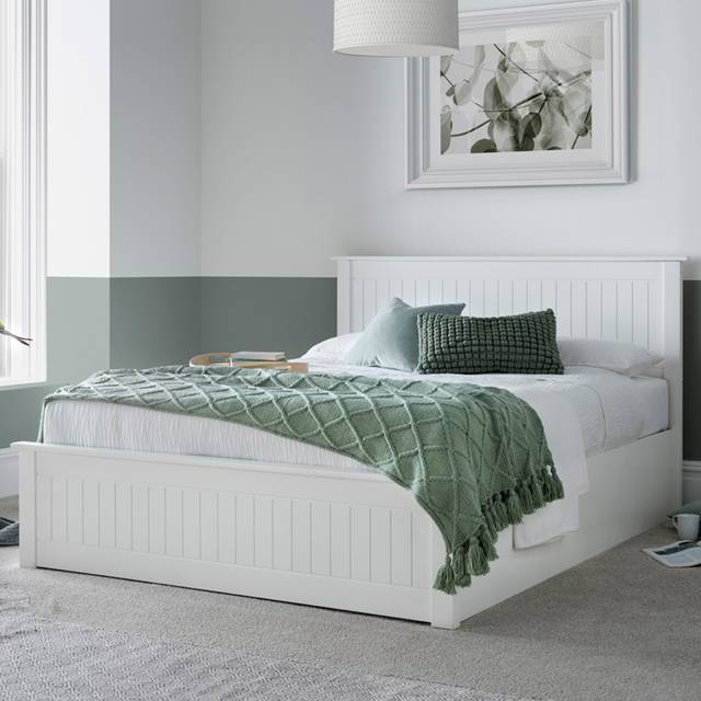 Bedmaster Dawson White Wooden Ottoman Bed Double, White