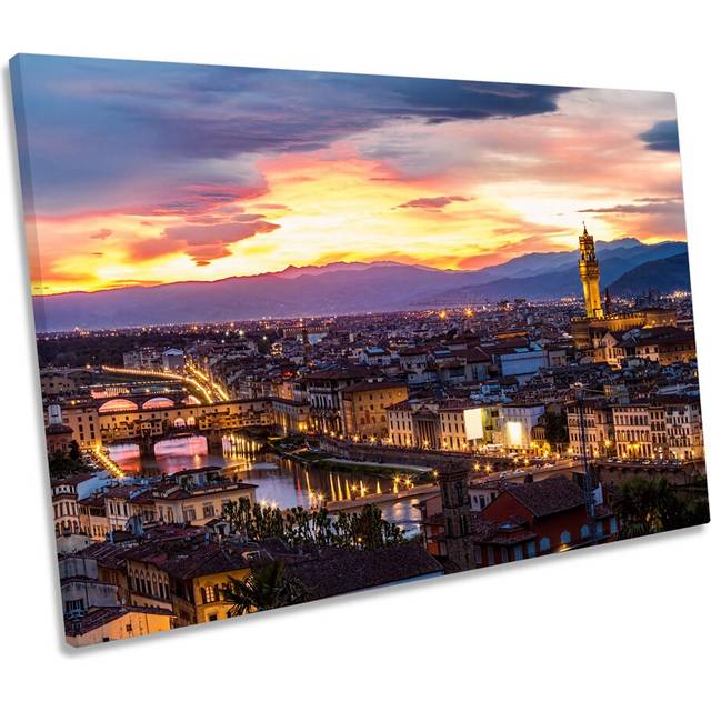 Florence City Sunset Italy - Wrapped Canvas Art Prints (40.6cm H x 61cm W)