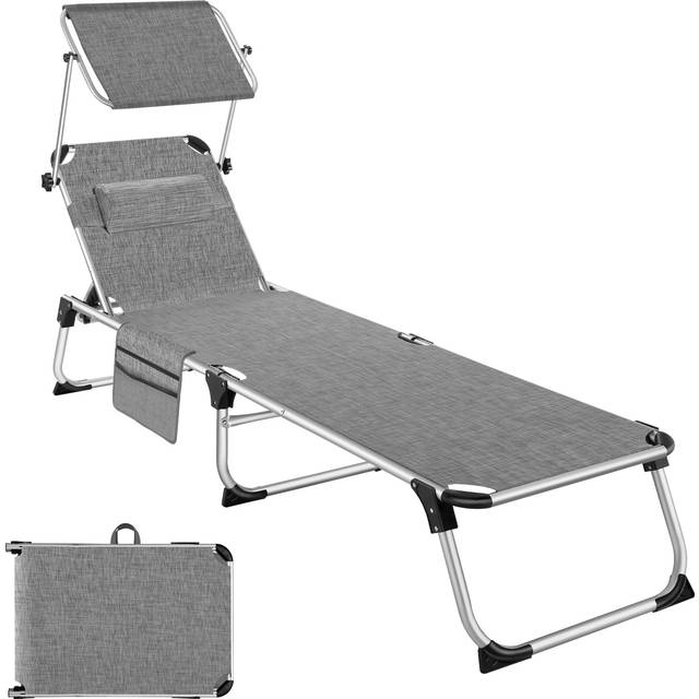 Sun Lounger Aurelie - foldable with headrest, 6 position backrest - mottled grey