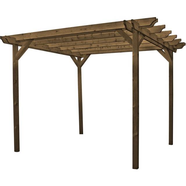 Double Garden Pergola - Wood - L360 x W420 x H270 cm - Rustic Brown