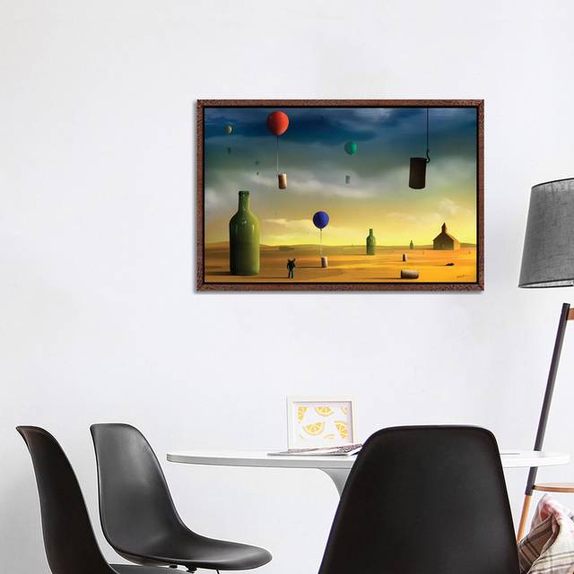 Rolhas (Corks) by Marcel Caram - Graphic Art Print on Canvas - Classic Brown Wood Framed (101.6 cm H x 66.04 cm W)