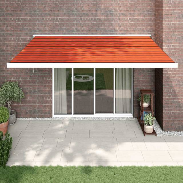 vidaXL Retractable Awning Orange and Brown 4x3 m Fabric and Aluminium - Multicolour
